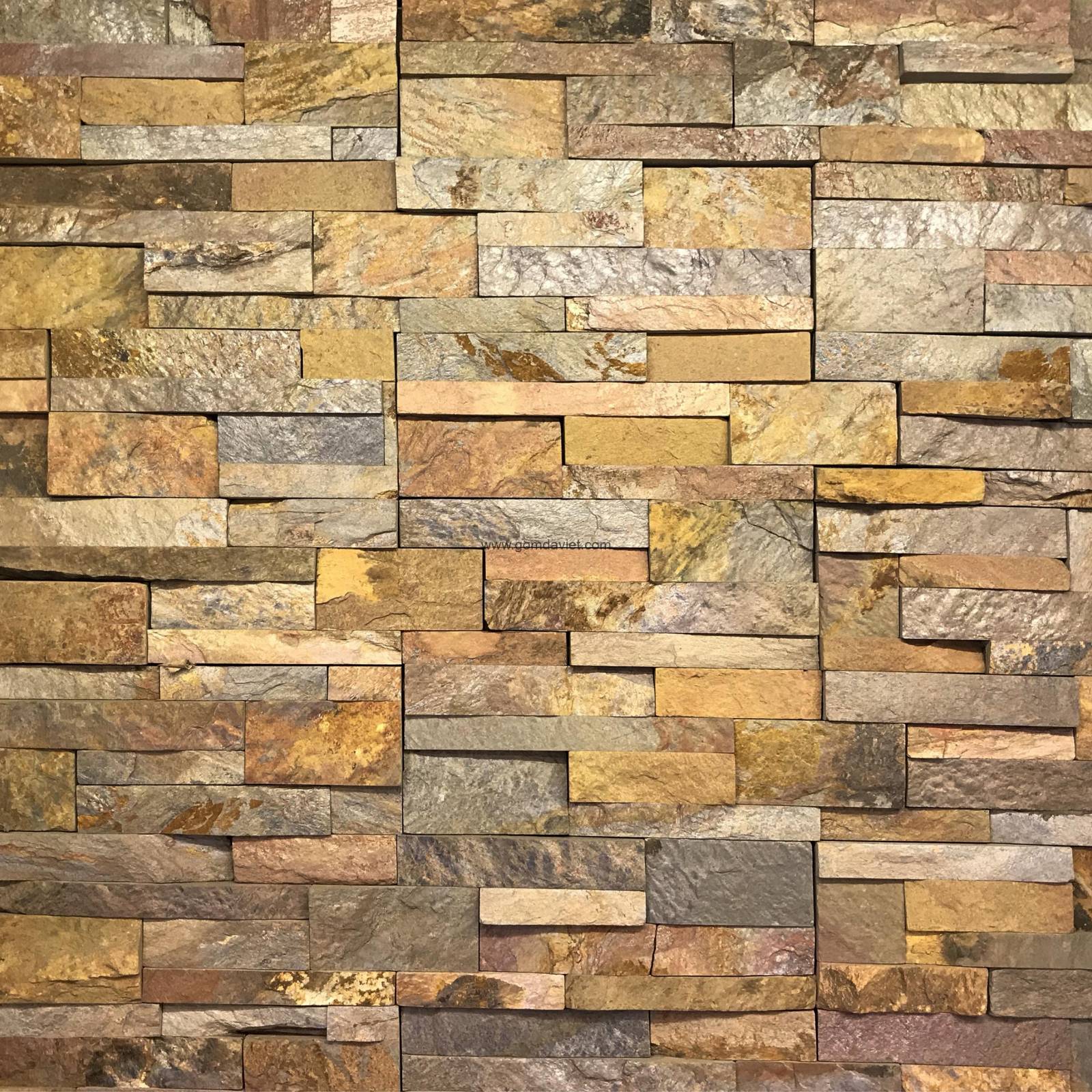 Đá ghép ốp tường màu vàng ánh lai VDG015